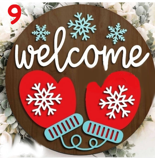Round Laser Cut Sign Kits - Winter, Christmas, Hockey, Football