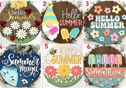 Round Laser Cut Sign Kits - Summer / Pet / Personalized