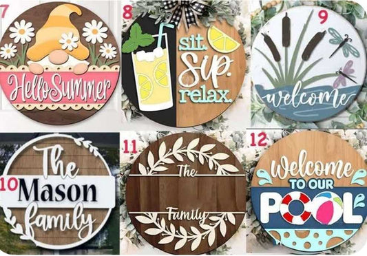 Round Laser Cut Sign Kits - Summer / Pet / Personalized