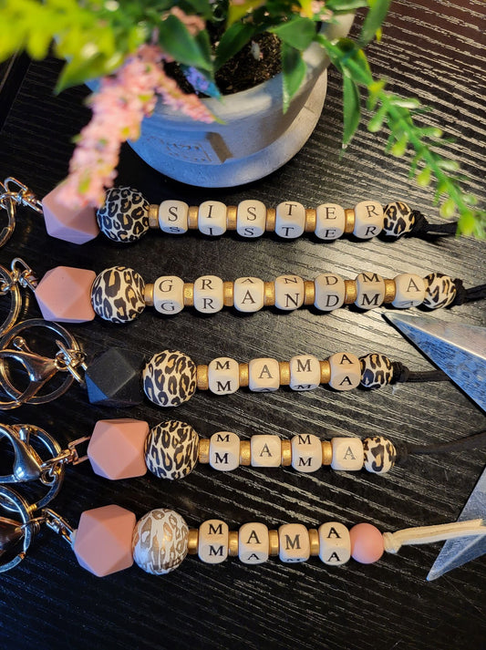 Beaded Mama, Sister, Grandma Keychains
