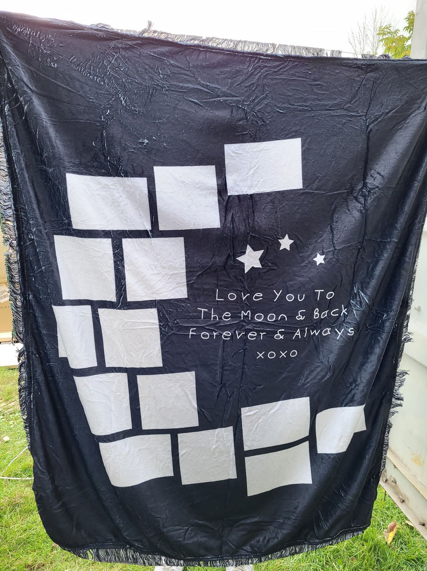Blanket - Love You To The Moon Sublimation Photo - WITH FRINGE