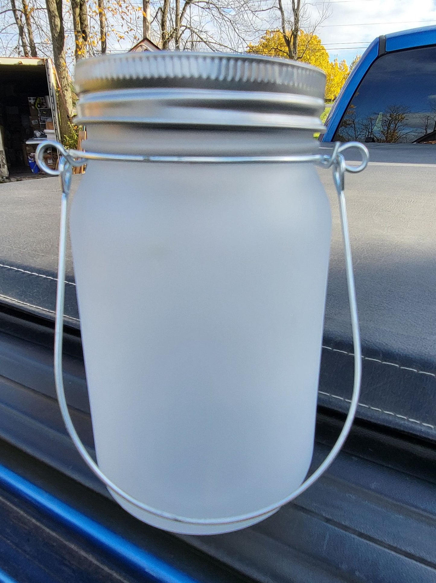 Mason Jars -Solar Lighted Sublimation - Frosted Gradient Red & Frosted White