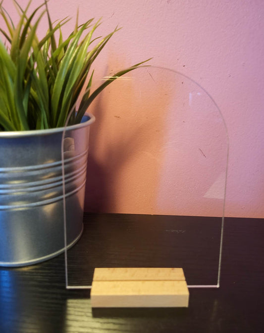Table Signs - Blank Acrylic with Wooden Stands