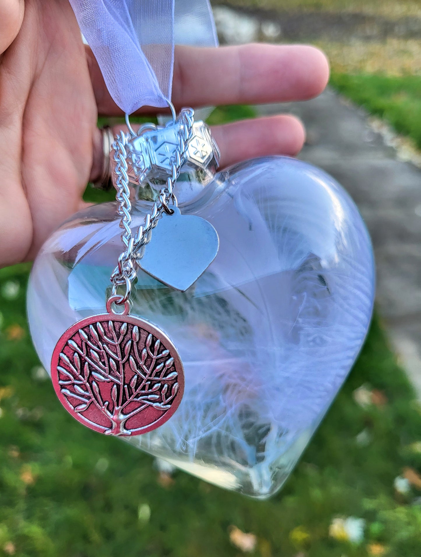 Memorial Heart & Round Ornaments with Feathers and Sublimation Disk