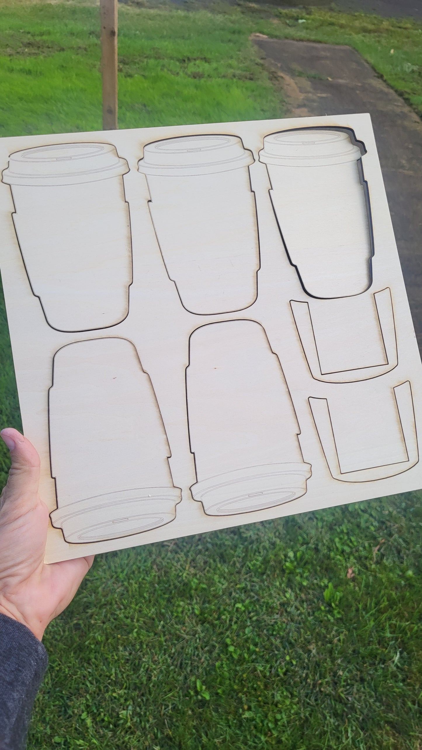 Coffee Cup Gift Card Holders - Wood Laser Cut Sheet