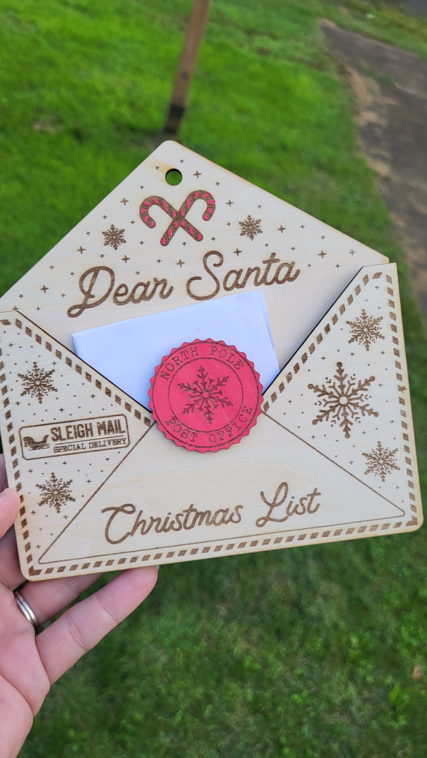 Christmas Ornament - Wooden Santa Letter Envelopes