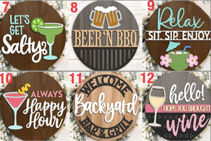 Round Laser Cut Sign Kits - Backyard, Cottage, Lake, Drinks, BBQ & Fishing