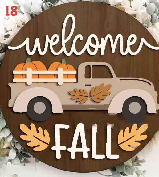 Round Laser Sign Kits - Fall / Halloween