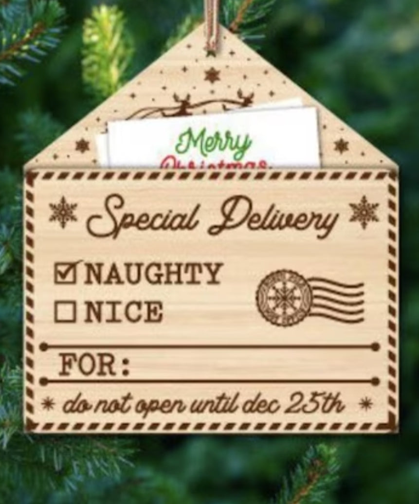 Christmas Ornament - Wooden Santa Letter Envelopes