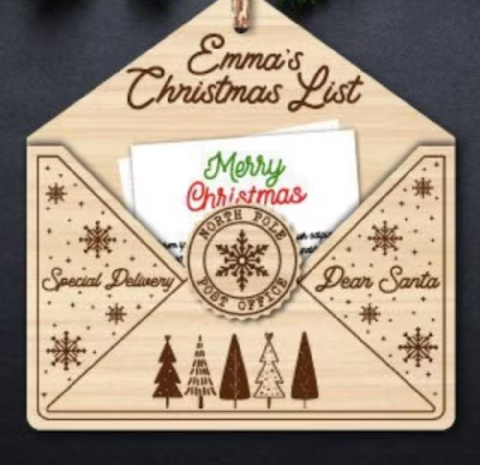 Christmas Ornament - Wooden Santa Letter Envelopes