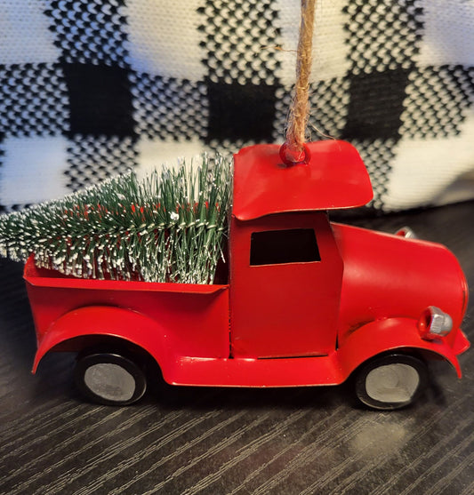 Rustic Red Truck Christmas Ornament