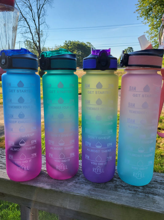 Water Bottles - 1L Gradient Motivational Plastic