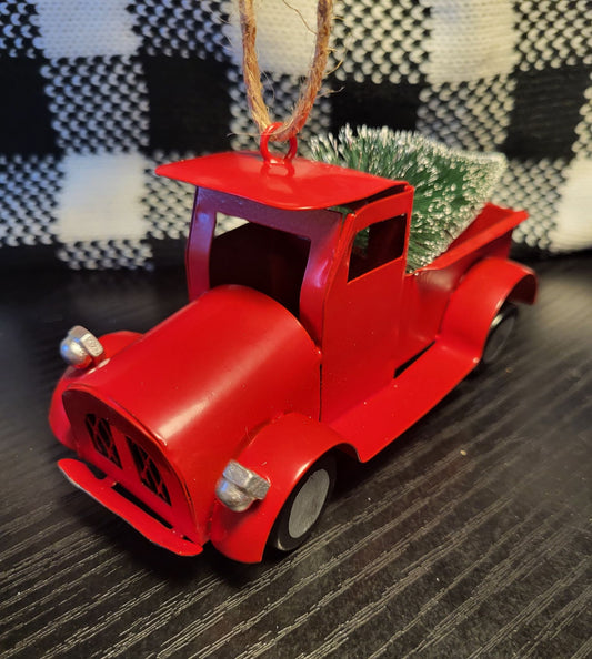Rustic Red Truck Christmas Ornament